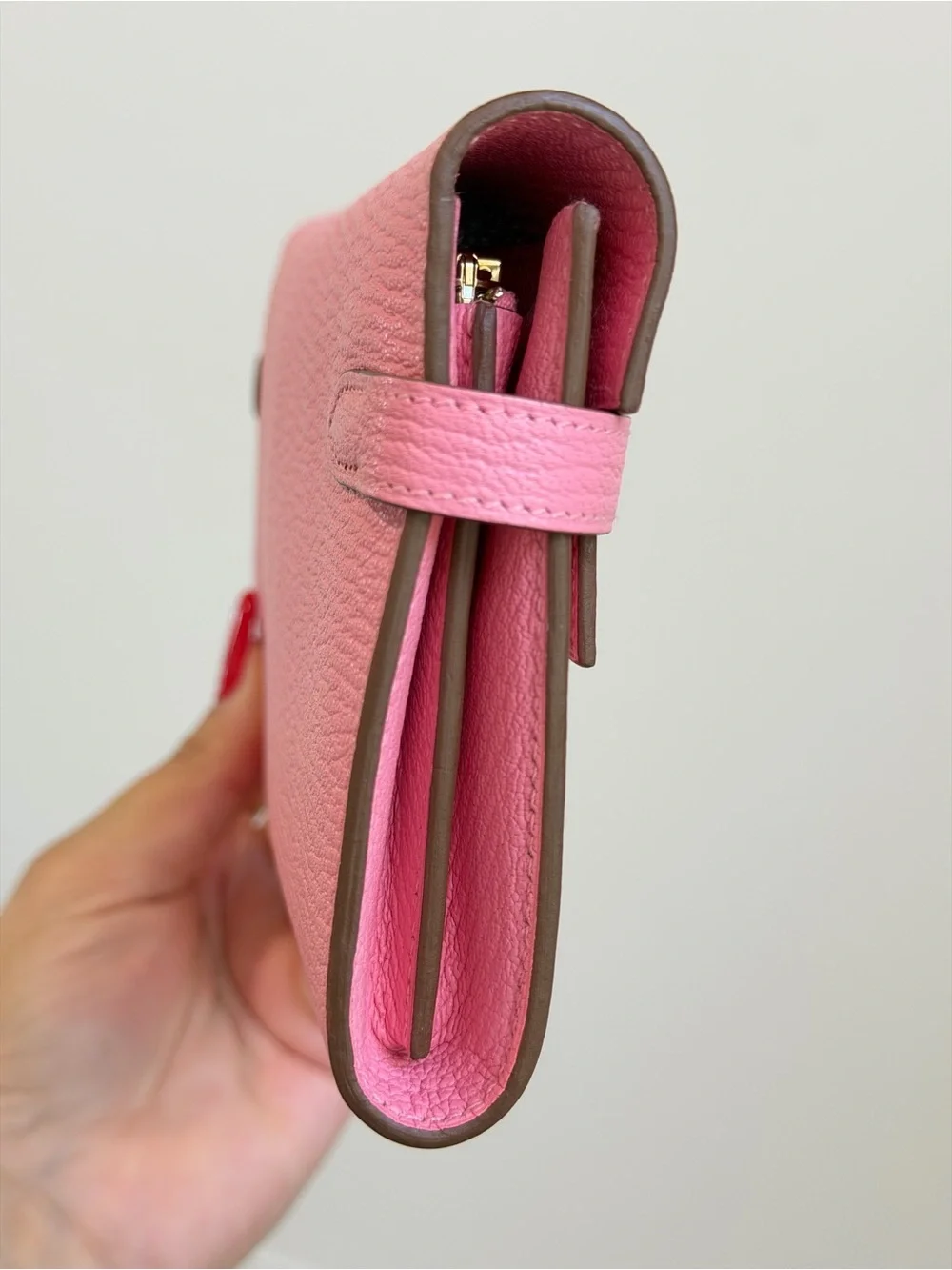 Hermes Pink Kelly Wallet with Gold Hardware 2014